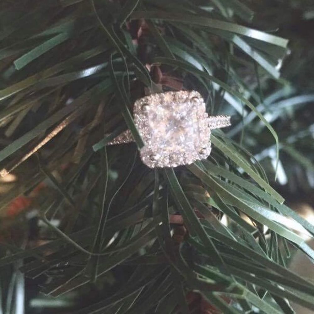 Princess/Halo Engagement Ring: 2.24 total carats